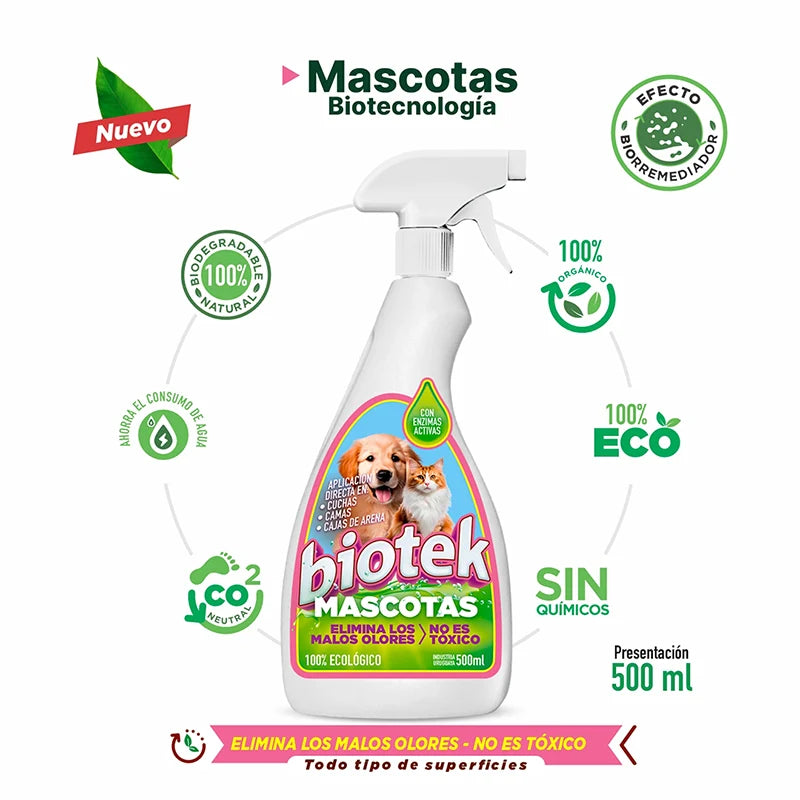 Biotek Mascotas: elimina olores y manchas sin dañar superficies