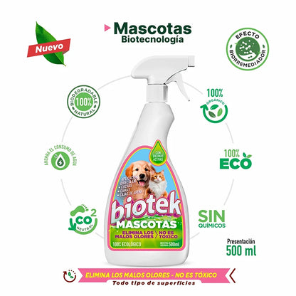 Biotek Mascotas: elimina olores y manchas sin dañar superficies